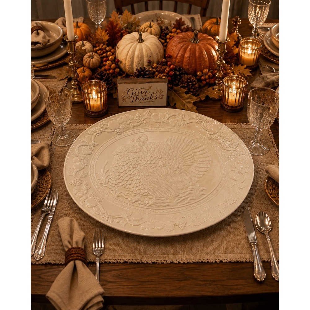 Oneida Chateau Harvest Turkey Platter White  18